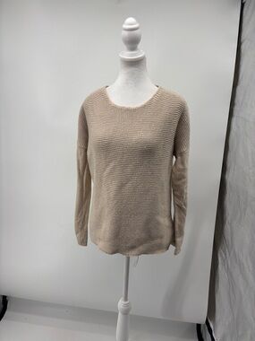 Classic Crewneck Knit Sweater in Beige